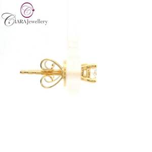 Boucles d'oreilles clous en or jaune massif 18 carats AU750 avec diamants naturels - Cadeau tendance pour fiançailles et mariage - Product Image 4