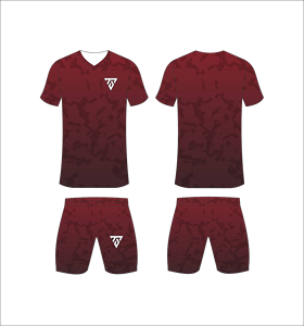 ชุดเสื้อฟุตบอลแบบซับลิเมชั่นสั่งทำพิเศษสำหรับผู้ชาย สีแดงเทาชาร์โคล ลายกราฟฟิกเชฟรอนสไตล์กรันจ์ ชุดฟุตบอลแห้งเร็ว - Product Image 2
