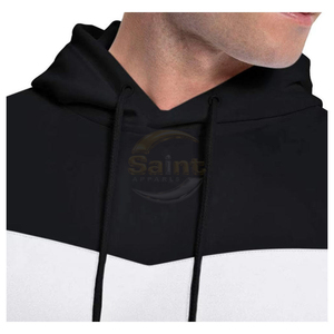 เสื้อฮู้ดดี้ผู้ชายแบบสวมหัว สีบล็อก ผ้าฝ้าย 100% ทรงโอเวอร์ไซส์ สไตล์วินเทจ สำหรับฤดูหนาว สีแดงเลือดหมู ดำ ขาว แขนยาว มีกระเป๋า สวมใส่สบายๆ - Product Image 5