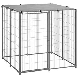 Cage pour chien en acier argenté et gris avec polyéthylène (PE) 43,3 pouces - Product Image 2
