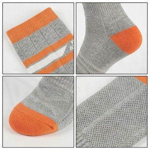 <b>Knee</b> <b>High</b> Basketball <b>Socks</b> Gray Orange Striped Breathable Spandex Polyester Adult Spring Season - Product Image 4