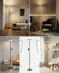 Lampe de sol minimaliste en métal, abat-jour cylindrique noir, lumière LED blanc chaud, Lumetal Vietnam - Product Image 3