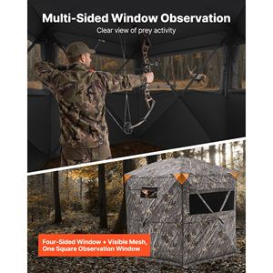 Tenda Mimetica Leggera per 6-7 Persone, Riforzata e Resistente, con Borsa per il Trasporto, Riparo Nascosto per la Caccia - Product Image 2