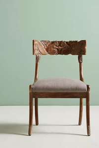 Silla de Salón Moderna Tallada a Mano con Motivo de Ardilla en Madera de Mango con Relleno de Espuma - Product Image 4