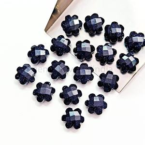 Piedra solar negra natural tallada a mano cuentas en forma de flor piedra solar facetada cuentas talladas de piedras preciosas para la fabricación de joyas al por mayor 10mm - Product Image 2