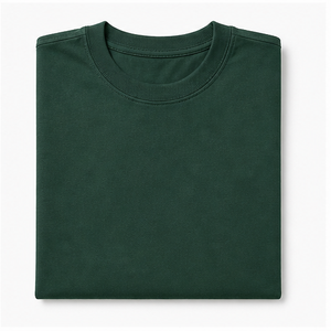 Camiseta de Manga Corta para Hombre, Cuello Redondo, Oversize, de Algodón Peinado Verde Pino, Modelo MTS-OVR-0017 - Product Image 6