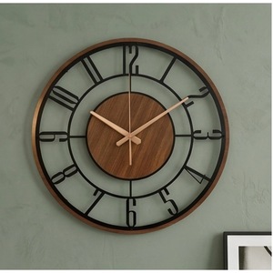 High Quality Modern Round Wood Wall <b>Clock</b> Analog Quartz Silent Living Room Decor - Product Image 5