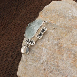 Colgante de Aguamarina en Plata de Ley 925 Hecho a Mano, Gema Natural, Collar Artesanal, Amuleto, Joyería Vintage - Product Image 4