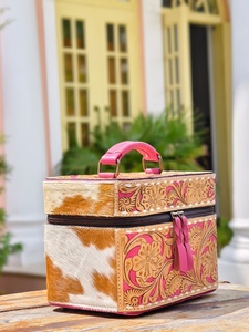 2026 Latest Fashion Designer Handmade Genuine Leather Zipper Closure Big Size Jewelry & Makeup Storage Organizer <b>Box</b> - Product Image 2