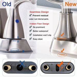 Rubinetto da Bagno a 2 Maniglie da 4 Pollici in Nichel Spazzolato con Scarico a Scomparsa e Tubi di Alimentazione, Accessori per Rubinetti Lavabo - Product Image 5