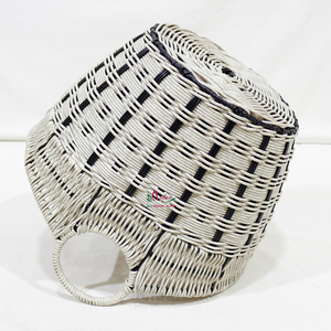 Cesta de Lavandería Multifuncional Rústica de Plástico Tejida a Mano, Ecológica, con Asas Redondas - Product Image 6