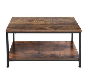 Rustic Brown <b>Coffee</b> <b>Table</b> with Storage Shelf <b>Rectangle</b> Wood Metal Center <b>Table</b> for Living Room Small Apartment Stand - Product Image 1