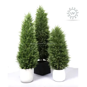 Plante Artificielle Olivier Faux Buis Topiaire Faux Pin Bonsaï Cèdre Genévrier Thuja Plantas Résistant Aux UV Décoration Extérieure