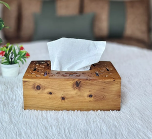Boîte à mouchoirs en bois de qualité supérieure, porte-mouchoirs en bois massif naturel pour la maison, le bureau, la table, la décoration - Product Image 1