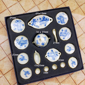Miniature 1:12 Blue White Porcelain Tea Set <b>Mini</b> Ceramic Tea Pot With Cup Saucer Spoon for Cafe <b>Table</b> Decor Gift for age 14+ - Product Image 1
