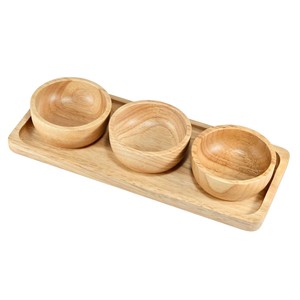 Handcrafted Acacia Wood Condiment Bowl <b>Set</b> with 3 Dipping Bowls and Serving Tray <b>for</b> Snacks and Sauces In Best Price - Product Image 6
