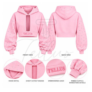 Sudadera Corta para Mujer al por Mayor con Logotipo Personalizado, Sudadera Corta de Manga Larga, Sudadera Corta Personalizada para Mujer, Sudadera Corta Tipo Pullover para Mujer - Product Image 4