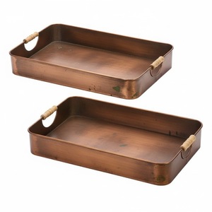 Rectangular Copper <b>Storage</b> <b>Tray</b> Hammered Finish Industrial Design Textured Surface For Tabletop Neatening And Organization - Product Image 5