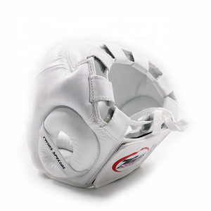 Twin Professional White Cowhide Leather Boxing Headgear Full Face Protective Training Helmet for Muay Thai K1 MMA - Product Image 1