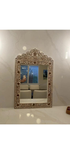 Espejo de Pared Moderno Hecho a Mano con Incrustaciones de Hueso Ecológico y Marco Decorativo Marrón de Diseño para Hogares de Lujo a Bajo Costo - Product Image 2