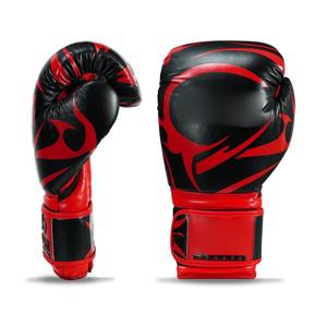 Gants de boxe en PU noir et rouge avec fermeture Velcro pour adultes, équipement d'entraînement, sangle de poignet réglable - Product Image 4