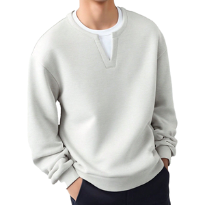 เสื้อสเวตเชิ้ตคอกลมโอเวอร์ไซส์ สีพื้น ผ้าถัก ทรงพอดีตัว แขนยาว ผู้ชาย สไตล์ลำลอง สำหรับฤดูใบไม้ร่วง - Product Image 1