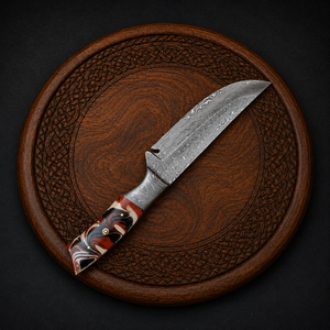 Couteau de chasse artisanal en acier Damas avec manche en résine et étui en cuir, lame fixe, couteau de survie pour le camping et le bushcraft, OEM - Product Image 2