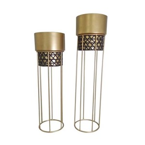 Soporte de Metal Moderno para Macetas con Diseño Minimalista Dorado para Uso en Interiores/Exteriores - Product Image 3