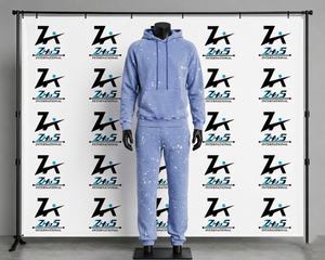 Ensemble de survêtement décontracté pour homme, bleu clair moucheté, 100 % coton, coupe droite, longueur intégrale, avec poches latérales, idéal pour le printemps - Product Image 3