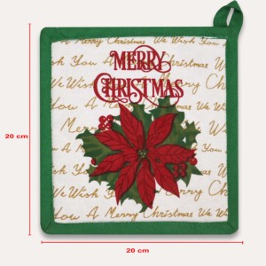 100% Cotton Merry Christmas Printed Design Pot Holder Oven Safe Dishwasher Safe Oversized Pot Holder for Christmas. - Product Image 5
