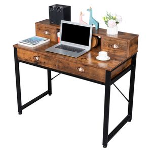 Scrivania per Computer in Legno Antico con Due Cassetti Piccoli e Due Grandi per Studio - Usata XH - Product Image 5