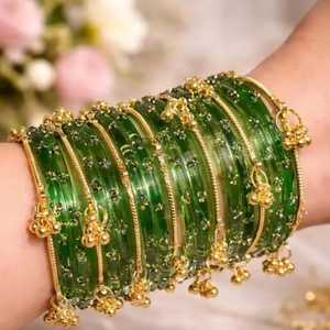 High Demanding Pakistani & Indian Churiyan Sets Women's Lightweight Wedding Wear Bridal Design Kashmiri <b>Bangles</b> Chudiyan Set - Product Image 5