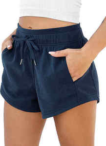 Shorts Deportivos de Mujer con Cordón y Bolsillos, Transpirables, Ecológicos, de Poliéster French Terry, para Ejercicio Casual de Verano - Product Image 3