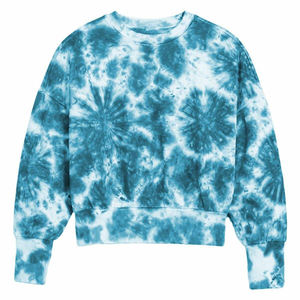 Sudadera con capucha personalizada de tejido grueso con efecto tie-dye, bordado de letras de felpa a doble cara, estilo casual deportivo, tipo jersey con cuello redondo - Product Image 4