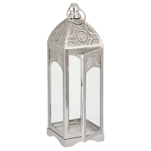Wholesale <b>Silver</b> Metal Moroccan Style Candle Holder <b>Lantern</b> for Home and Events Decorations - Product Image 4