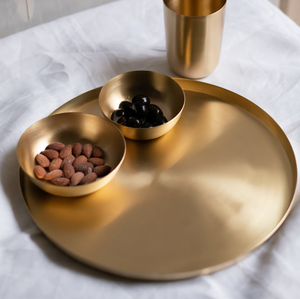 Bandeja de servicio de latón hecha a mano, aspecto minimalista Vintage, construcción duradera para uso a largo plazo, decoración elegante para bodas con temática de frutas - Product Image 4