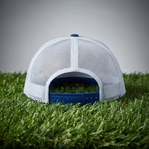 Gorra Trucker Blanca y Azul para Mujer, Malla Trasera, Cierre a Presión, Gorra de Béisbol, Logotipo Bordado Personalizado, Ajustable - Product Image 5