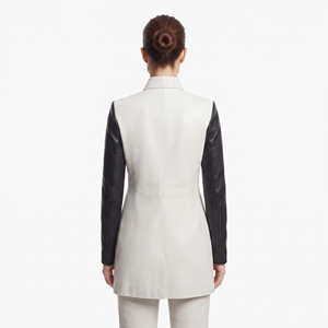 Wholesale Women Long <b>Leather</b> <b>Blazer</b> <b>Jacket</b> OEM Designer Ladies Genuine <b>Leather</b> Suit Custom Logo Women <b>Leather</b> <b>Blazer</b> - Product Image 2