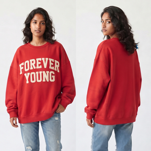 Sweat-shirt à col rond surdimensionné pour femmes, sweat-shirt personnalisé avec broderie sur le devant, t-shirt d'hiver en molleton 100% coton pour femmes - Product Image 3