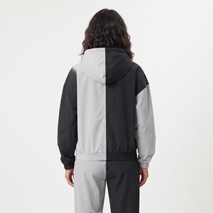 Sudadera con capucha de nailon ligero de corte relajado para mujer, con cremallera completa, bicolor, informal y transpirable. - Product Image 2