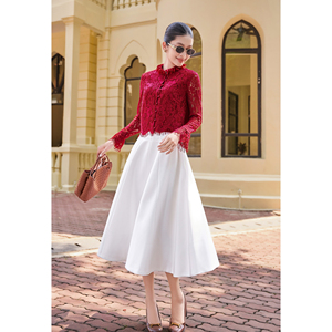 Jupe midi évasée blanche élégante pour femme, taille haute, en polyester et élasthanne, décontractée, pour le bureau, conception personnalisée ODM OEM RYAN - Product Image 3