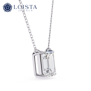 LOISTA สร้อยคอจี้เพชรทรงเอเมอรัลด์ ทองคำขาว ได้รับการรับรองจาก GIA เพชรธรรมชาติ เครื่องประดับหมั้นสำหรับผู้หญิงแบบคลาสสิก - Product Image 1