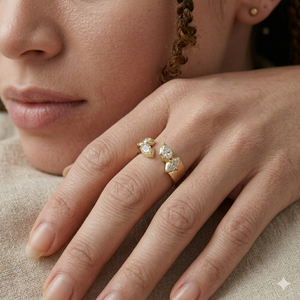 Poppy <b>Open</b> Band <b>Ring</b>, Georgian Style <b>Open</b> <b>Ring</b>, Lab Grown Diamond <b>Open</b> Band Vintage Inspired Gold <b>Ring</b> Unique Minimalist Jewelry - Product Image 2