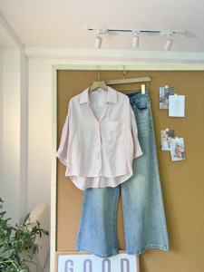 SUBICI L1002 <b>Women's</b> Oversized Button Down Shirt Loose Fit Casual Short Sleeve Cotton Linen Blouse Summer <b>Top</b> - Product Image 2