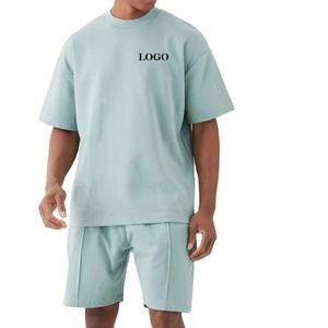 ชุดเสื้อยืดโอเวอร์ไซส์สีพื้นแขนสั้นพร้อมกางเกงขาสั้นสไตล์ลำลองแนวสตรีทแวร์ - Product Image 1