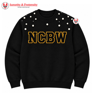 Sudadera de Cuello Redondo para Mujer de la Hermandad NCBW, Cuello Polo, Manga Larga, Bordada, Informal, Sudadera Universitaria - Product Image 2
