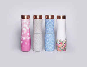 Bouteille d'eau en cuivre pur faite à la main Design ayurvédique écologique avec couvercle étanche pour un camping sain - Product Image 3