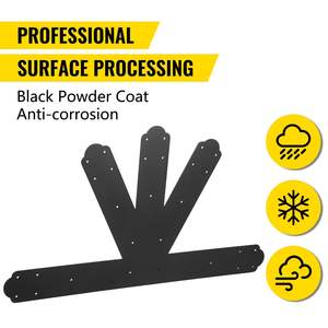 Support de pignon à 6:12 pas enduit de poudre noire 4mm/0.16 'plaques de clous en treillis en acier plaque de pignon décorative auvent Pergola Gazebo - Product Image 3