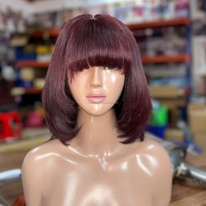 Hot Trending Raw Hair Vietnamese Human Hair <b>Wigs</b> Lace Front Glueless Short <b>Bob</b> <b>Wig</b> 210% Density Layer Cut Style - Product Image 2