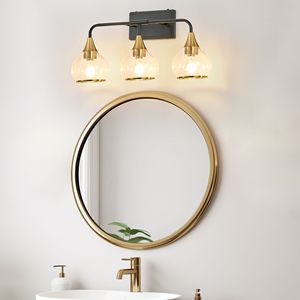 23-Inch Modern 3-<b>Light</b> Vanity <b>Wall</b> <b>Sconce</b> Black Gold Bathroom <b>Light</b> Fixture with Clear Glass Shades Industrial LED Compatible - Product Image 4